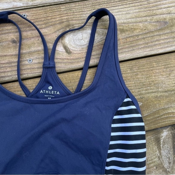 Athleta Stripe Support Top in Navy and White  M 2 in 1 yoga - Picture 6 of 10